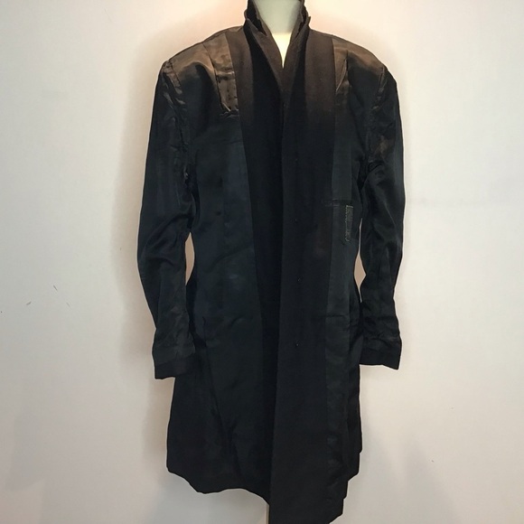 Eagle Clothes Black Wool Four Button MidLength Vintage Notch Collar Overcoat 44 - Picture 9 of 15